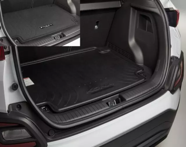 J9F12AC000 - Interior: 2021-2023 Hyundai Kona Reversible Cargo Liner Tray Mat Black for Hyundai: Kona, Kona Electric Image