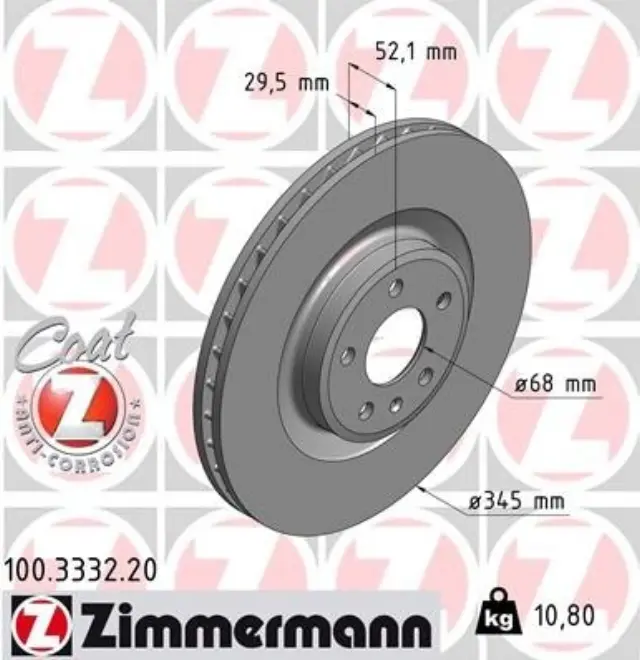 100333220 - : Zimmermann 100.3332.20 Disc Brake Rotor for ZIMMERMANN Image