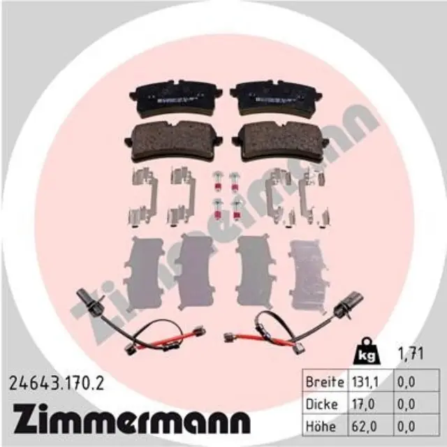 246431702 - Brakes &amp; Brake Parts: Zimmermann 24643.170.2 Disc Brake Pad Set for ZIMMERMANN Image