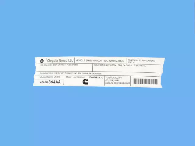 Vehicle Emission Control Information Label - Mopar (47480364AA)
