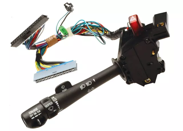 26100839 - : Turn Signal, Headlight Dimmer, Windshield Wiper, and Hazard Switch with Lever for Cadillac: Escalade, Escalade EXT | Chevrolet: Avalanche 1500, Avalanche 2500, Silverado 1500, Silverado 1500 HD, Silverado 2500, Silverado 2500 HD, Silverado 3500, Suburban 1500, Suburban 2500, Tahoe | GMC: Sierra 1500, Sierra 1500 HD, Sierra 2500, Sierra 2500 HD, Sierra 3500, Yukon, Yukon XL 1500, Yukon XL 2500 Image