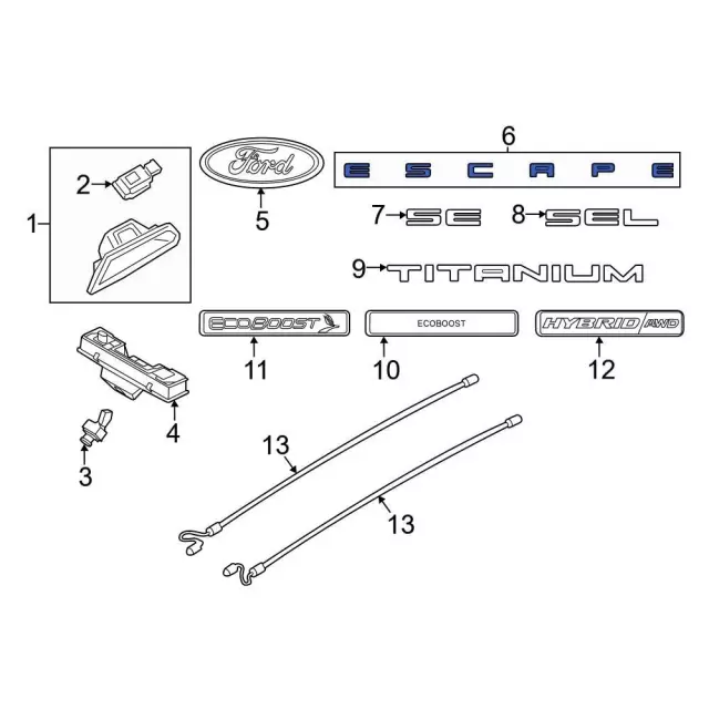 2021-2025 Ford Escape Nameplate mj6z7842528ba | TascaParts.com