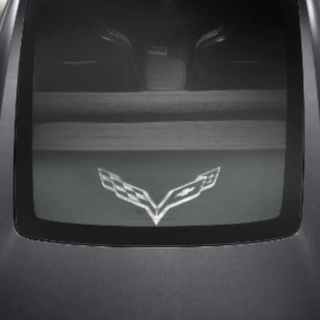 22952947 - : Upper Cargo Shade in Black with Crossed Flags Logo for Chevrolet: Corvette Image