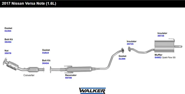 54952 - : Quiet-Flow SS Direct Fit Exhaust Muffler Assembly 1.75" Outlet (OD) for Walker Exhaust Image