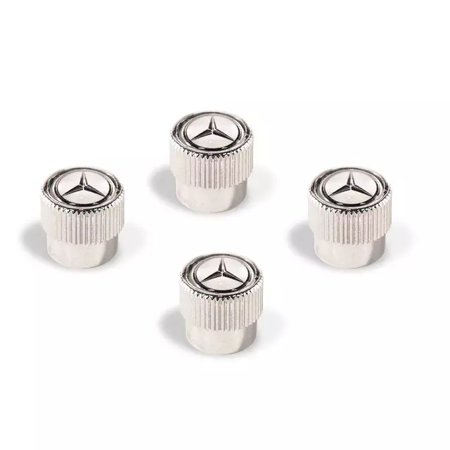 152156400 - : Mer Chrome Valve Stem Caps Set Of 4 Silver for Mercedes-Benz Image