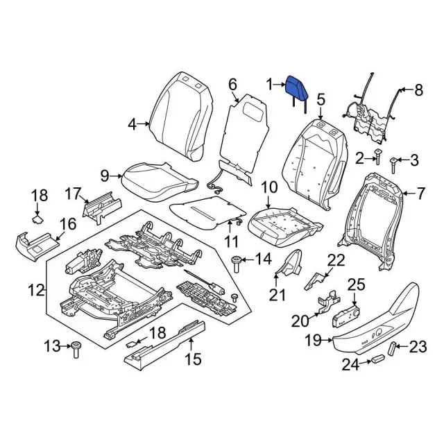 LJ8Z58611A08AB - Body: Headrest for Ford: Mustang Mach-E Image