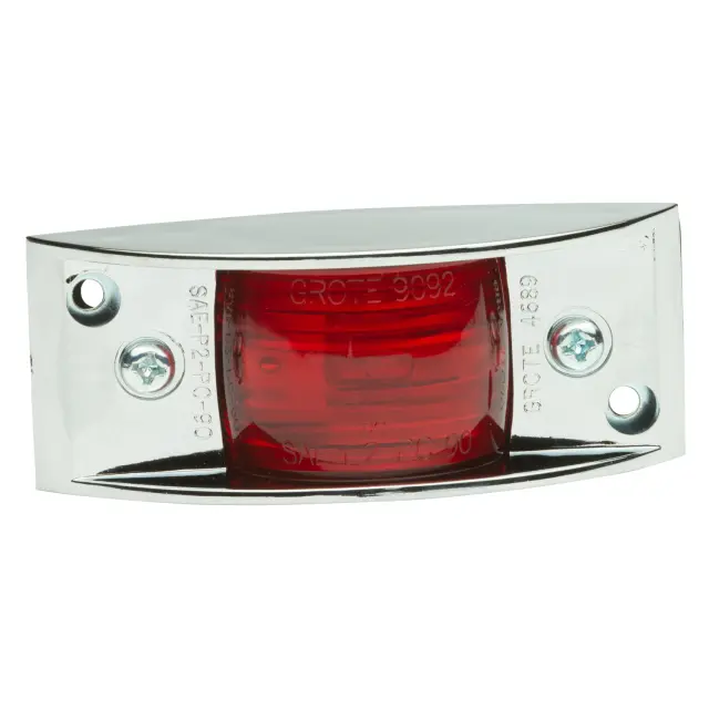 46892 - : Chrome-Armored Clearance Marker Lights, Red for Grote Lighting Image
