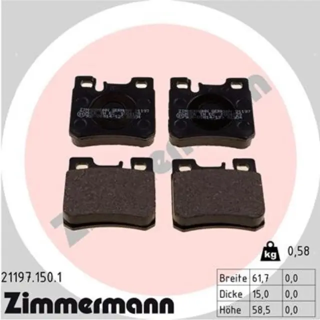 211971501 - : Zimmermann 21197.150.1 Disc Brake Pad Set for ZIMMERMANN Image