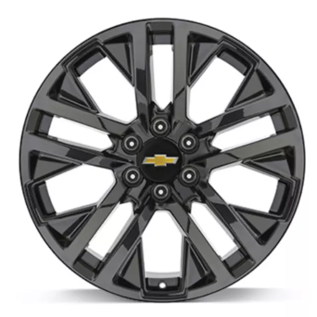 84799395 - : 22x9-Inch Aluminum 5-Split-Spoke Wheel in High Gloss Black for Chevrolet: Silverado 1500, Silverado 1500 LTD, Suburban, Tahoe | GMC: Yukon, Yukon XL Image