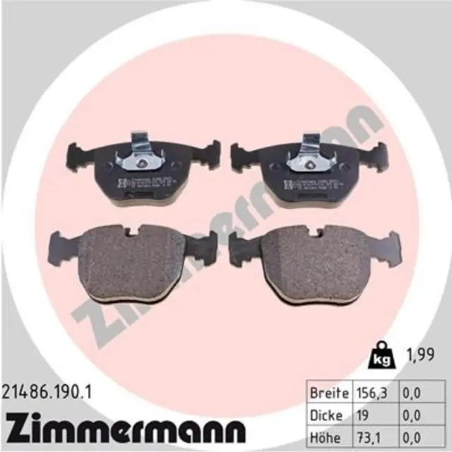 214861901 - : Zimmermann 21486.190.1 Disc Brake Pad Set for ZIMMERMANN Image