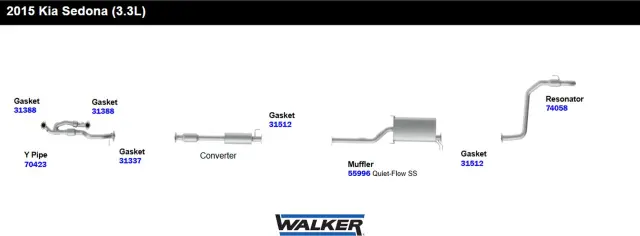 55996 - : Quiet-Flow SS Direct Fit Exhaust Muffler Overall Length 56.620 IN for Walker Exhaust Image