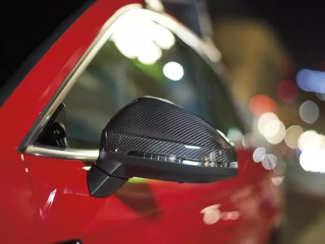 A4, S4 (2017-2021) Exterior Carbon Fiber Mirror Caps With Audi Side Assist - High Gloss Finish - Audi (8W0-072-530-A-3Q0)