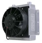 65861 - : 18 Row Hi-Flow Racing Remote Fluid Cooler with Single Fan, 7/8-14 UNF O-ring for Derale Image