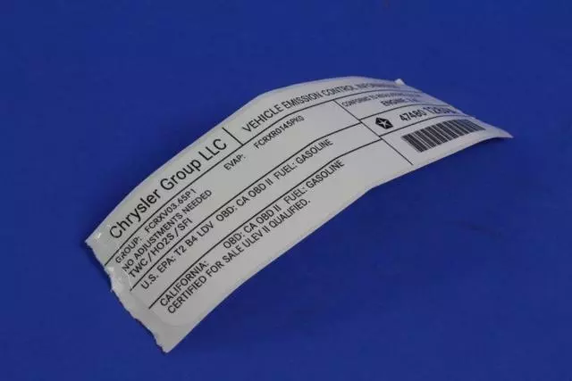 Vehicle Emission Control Information Label - Mopar (47480128AA)