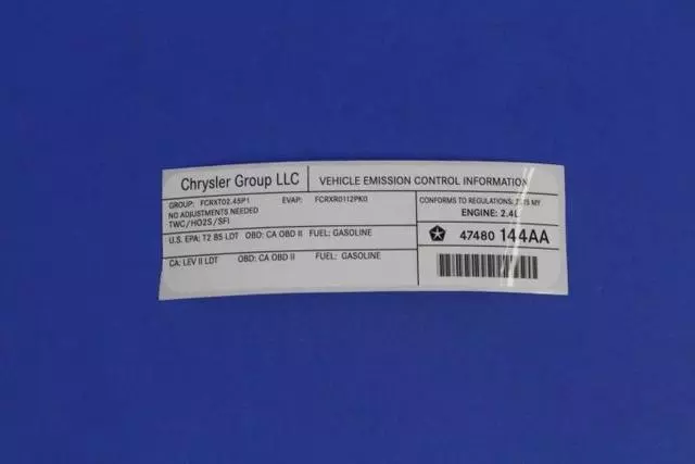 Emission Label - Mopar (47480144AA)