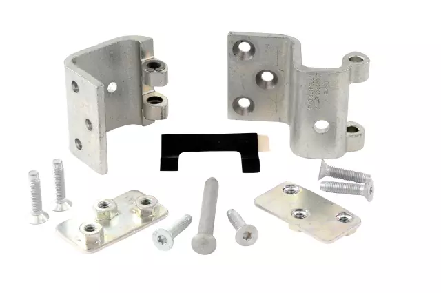 19257343 - : Intermediate Side Door Upper Door Hinge Kit with Hinges, Backing Plates, Pin, Stop, and Bolts for Chevrolet: Express 1500, Express 2500, Express 3500, P30 | GMC: Savana 1500, Savana 2500, Savana 3500 Image