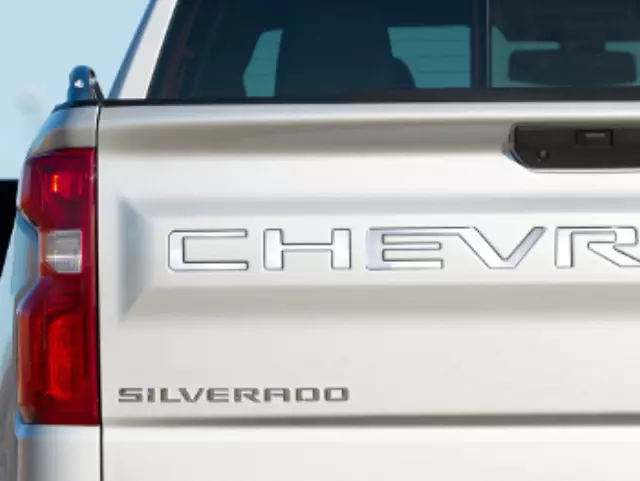 19419884 - Exterior: 3D Stamped CHEVROLET Tailgate Lettering in Polished Stainless Steel by Putco(TM) - Associated Accessories for GM Image