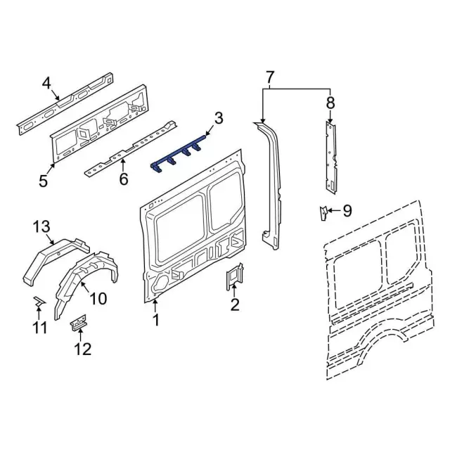 BK3Z6151213M - Body: Roof Side Rail for Ford Image