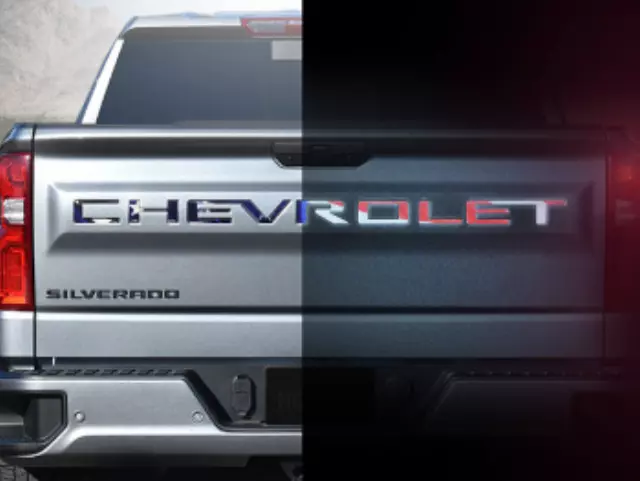 19434088 - Exterior: 3-D Urethane Reflective Chevrolet Tailgate for Chevrolet: Silverado 1500, Silverado 1500 LTD, Silverado 2500 HD, Silverado 3500 HD Image