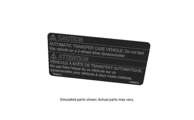 12565610 - Body: Caution Label for Cadillac: Escalade, Escalade ESV, Escalade EXT | Chevrolet: Avalanche 1500, Avalanche 2500, Suburban 1500, Suburban 2500, Tahoe | GMC: Yukon, Yukon XL 1500, Yukon XL 2500 Image