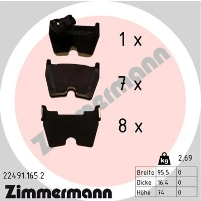 224911652 - : Zimmermann 22491.165.2 Disc Brake Pad Set for ZIMMERMANN Image