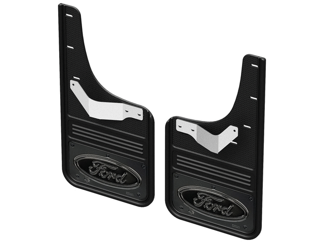 VML3Z16A550NB - : 2022-2025 Ford F-150 - Splash Guards Rear Pair - Gunmetal Ford Logo for Ford: F-150 Image