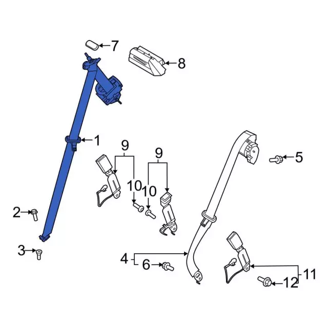 LB5Z78611B08AA - : Seat Belt Assembly for Ford: Explorer, Police Interceptor Utility Image