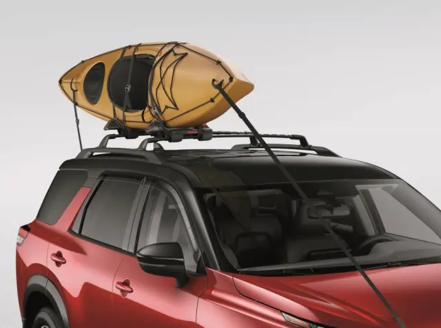 T99R2A606A - Yakima: Affiliated: Yakima® JayLow — Kayak Carrier for Nissan: ARIYA, Armada, Frontier, Kicks, Murano, Pathfinder, Qashqai, Rogue, Rogue Sport Image