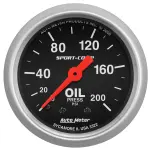 3322 - : GAUGE, OIL PRESSURE, 2 1/16", 200PSI, MECHANICAL, SPORT-COMP for AutoMeter Image