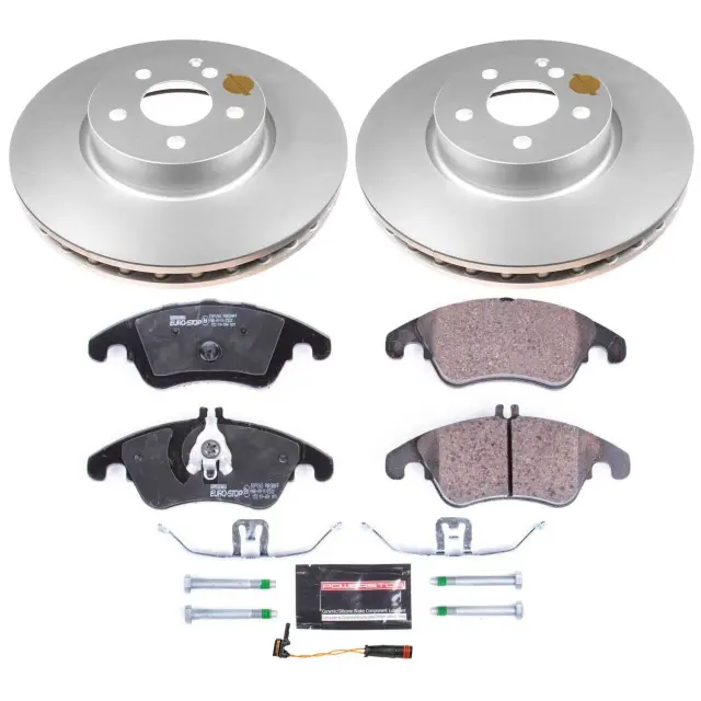 ESK5792 - Brakes &amp; Brake Parts: Genuine Geomet Coated Rotors, ECE-R90 Brake Pads + Hardware Kit for PowerStop Image