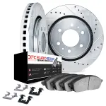 761247014 - : DFC Rotors-Drilled &amp; Slotted-Silver w/ EURO 5000 Ceramic Brake Pads Incl Hdw for DYNAMIC FRICTION Image