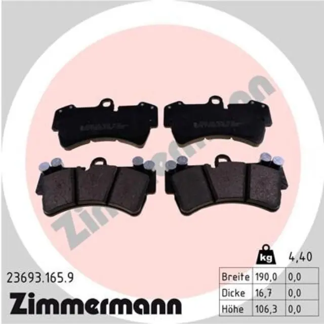 236931659 - : Zimmermann 23693.165.9 Disc Brake Pad Set for ZIMMERMANN Image