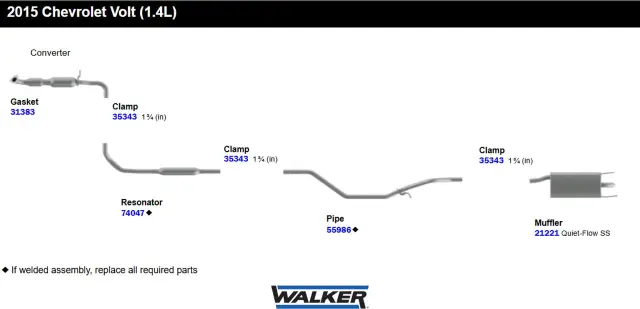 55986 - : Exhaust Pipe Pipe Diameter 1.75 IN for Walker Exhaust Image