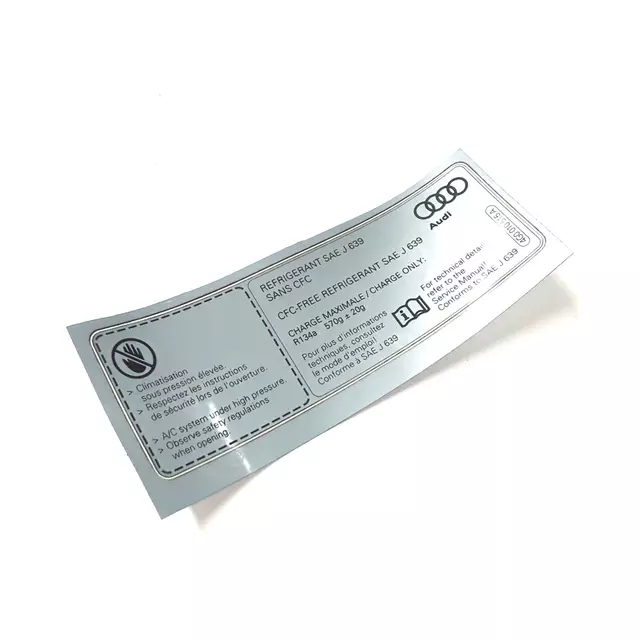 4G0010515A - Body: AC Label for Audi: A4, A4 Quattro, A5, A5 Quattro, A6, A6 Quattro, A7 Quattro, Q5, RS5, RS7, S4, S5, S6, S7 Image