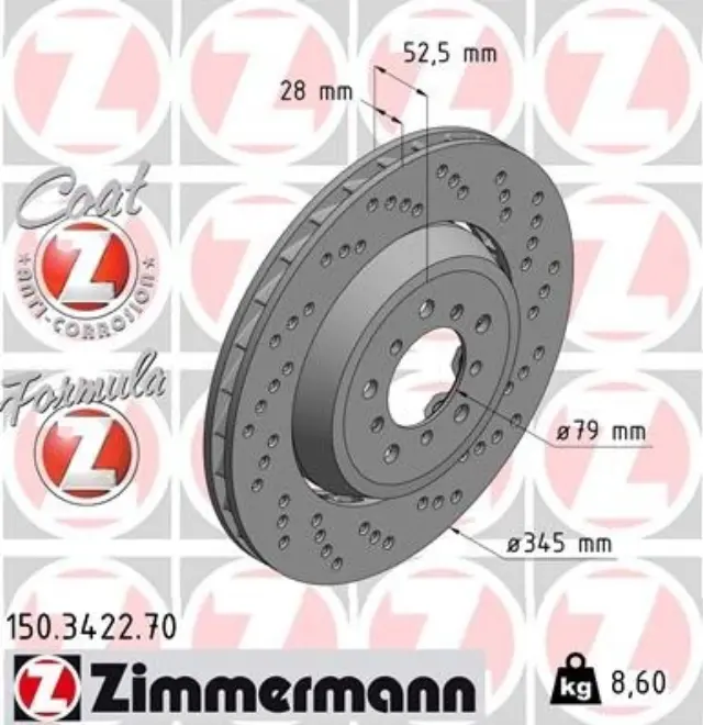 150342270 - : Zimmermann 150.3422.70 Disc Brake Rotor for ZIMMERMANN Image