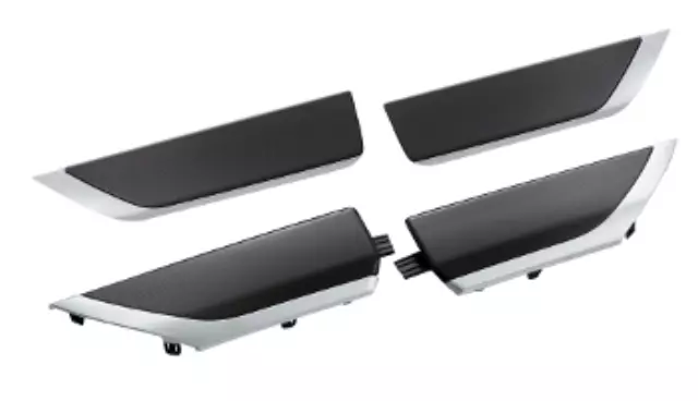 84469330 - : 2021-2025 GMC Sierra Chevrolet Silverado Crew Cab Interior Door Trim Kit Carbon Fiber &amp; Silver for Chevrolet: Silverado 1500, Silverado 1500 LTD, Silverado 2500 HD, Silverado 3500 HD | GMC: Sierra 1500, Sierra 1500 Limited, Sierra 2500 HD, Sierra 3500 HD Image