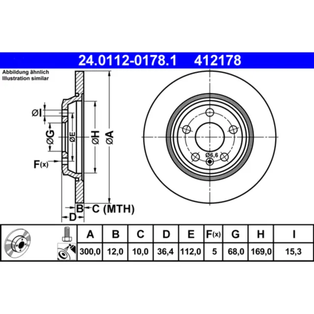 412178 - Brakes &amp; Brake Parts: ATE Disc Brake Rotor Set for ATE Image