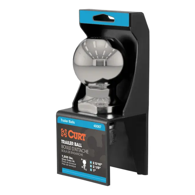 40084 - : 2-5/16" Trailer Ball (1" x 2-1/8" Shank, 7,500 lbs., Stainless, Packaged) for CURT Image