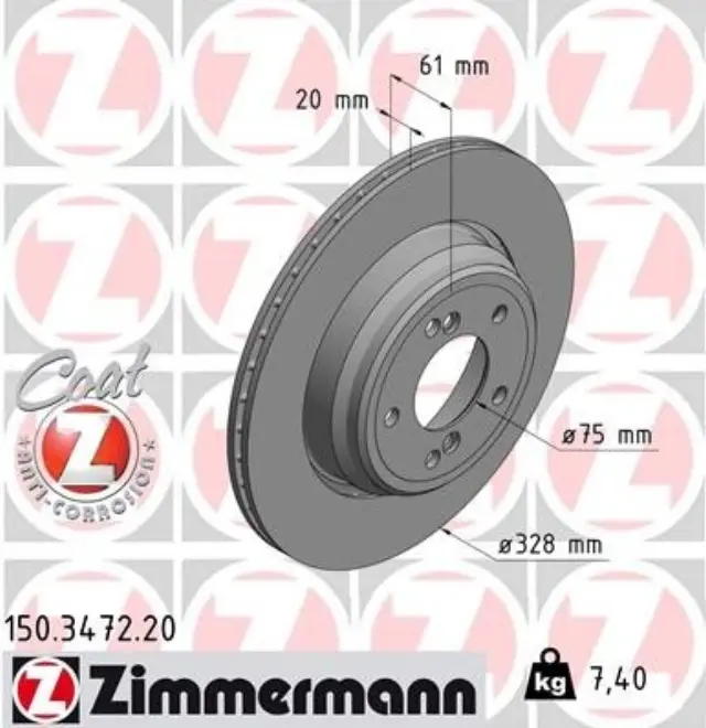 150347220 - : Zimmermann 150.3472.20 Disc Brake Rotor for ZIMMERMANN Image
