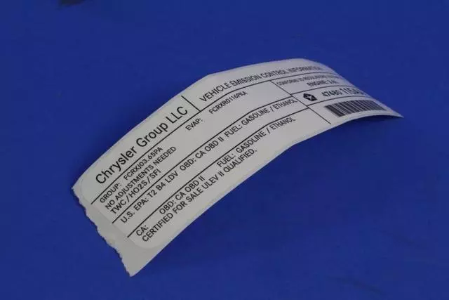 47480115AA - Labels: Vehicle Emission Control Information Label for Chrysler: 200 Image