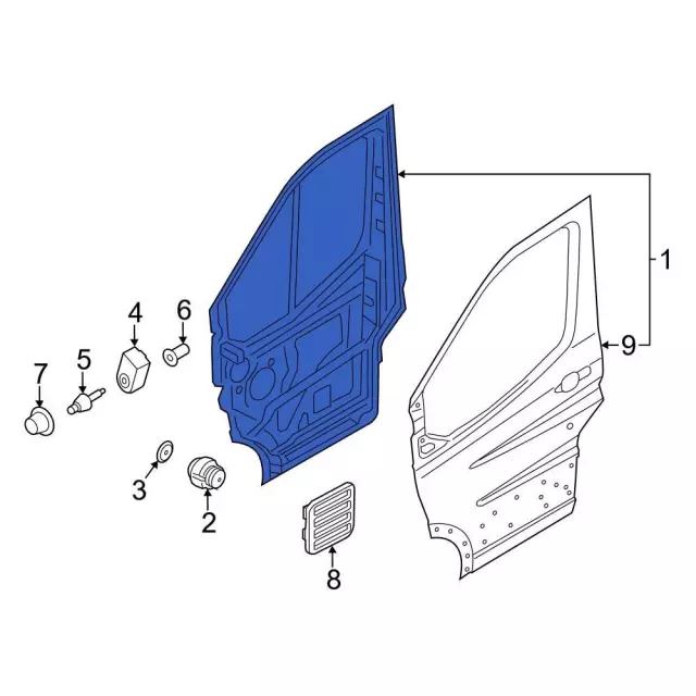 EK4Z6120125M - Body: Door Shell for Ford: E-Transit, Transit-150, Transit-250, Transit-350, Transit-350 HD Image