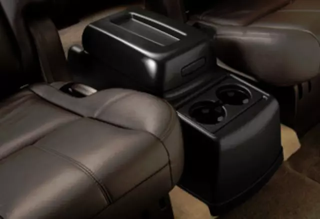 22790668 - Interior: Rear Floor Console, 2nd Row With Bucket Seats for Cadillac: Escalade, Escalade ESV | Chevrolet: Suburban 1500, Suburban 2500 | GMC: Yukon, Yukon XL 1500, Yukon XL 2500 Image