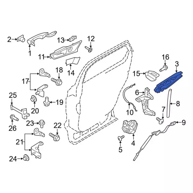 ES7Z5426685Y - Body: Handle Base for Ford: Fusion, Police Responder Hybrid, SSV Plug-In Hybrid Image