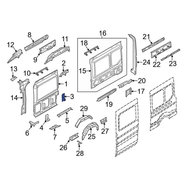KK3Z61264K44B - Body: Front Panel Lower Reinforced for Ford: E-Transit, Transit-150, Transit-250, Transit-350, Transit-350 HD Image