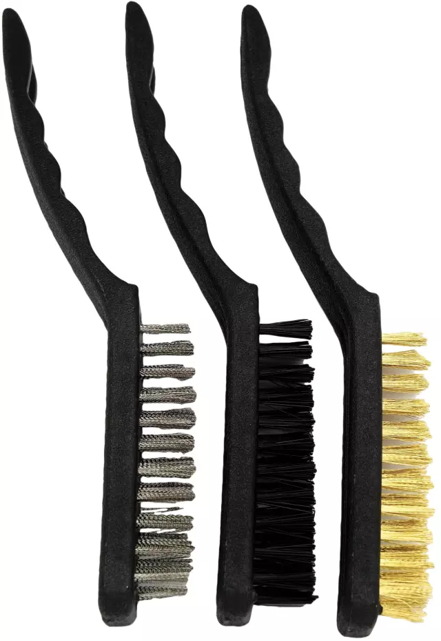 1449 - : Plastic, Brass and Steel Bristle Brushes. Tough Plastic Handles. for Performance Tool Image