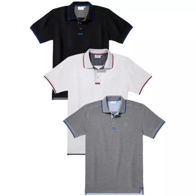 144379404 - : Mer Mens Polo (AMBM377 Black) Multi-Colored for Mercedes-Benz Image