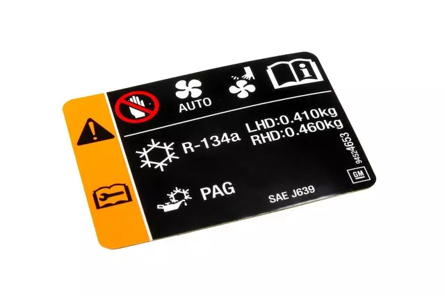 94524653 - : Air Conditioning Refrigerant and Fan Blade Warning Label for Chevrolet: Spark Image