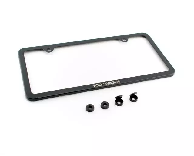 License Plate Frame - Slim With Logo - Black - Volkswagen (000-071-801-AB-041)