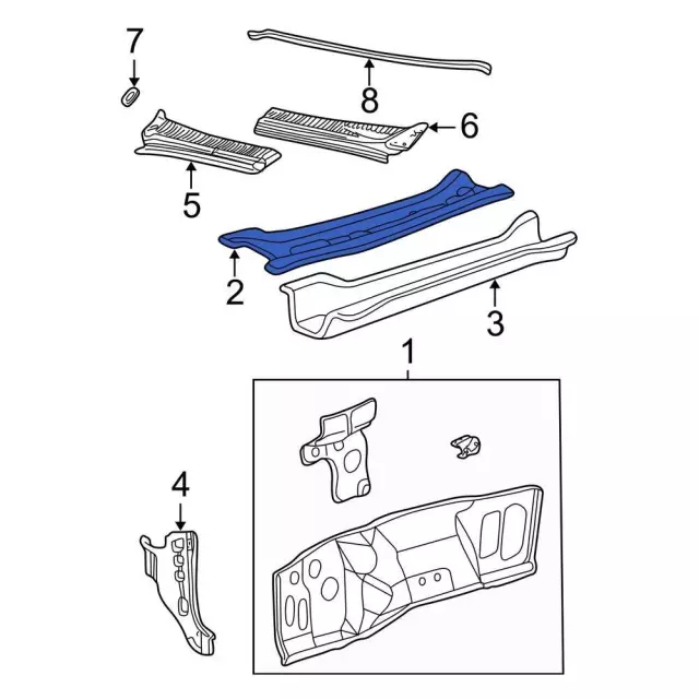7C3Z2502012B - Body: Cowl Top Panel for Ford Image