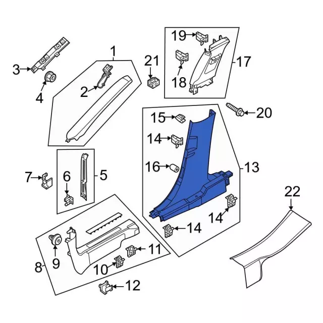 LJ8Z5824346AC - Body: Lower Center Pillar Trim for Ford: Mustang Mach-E Image